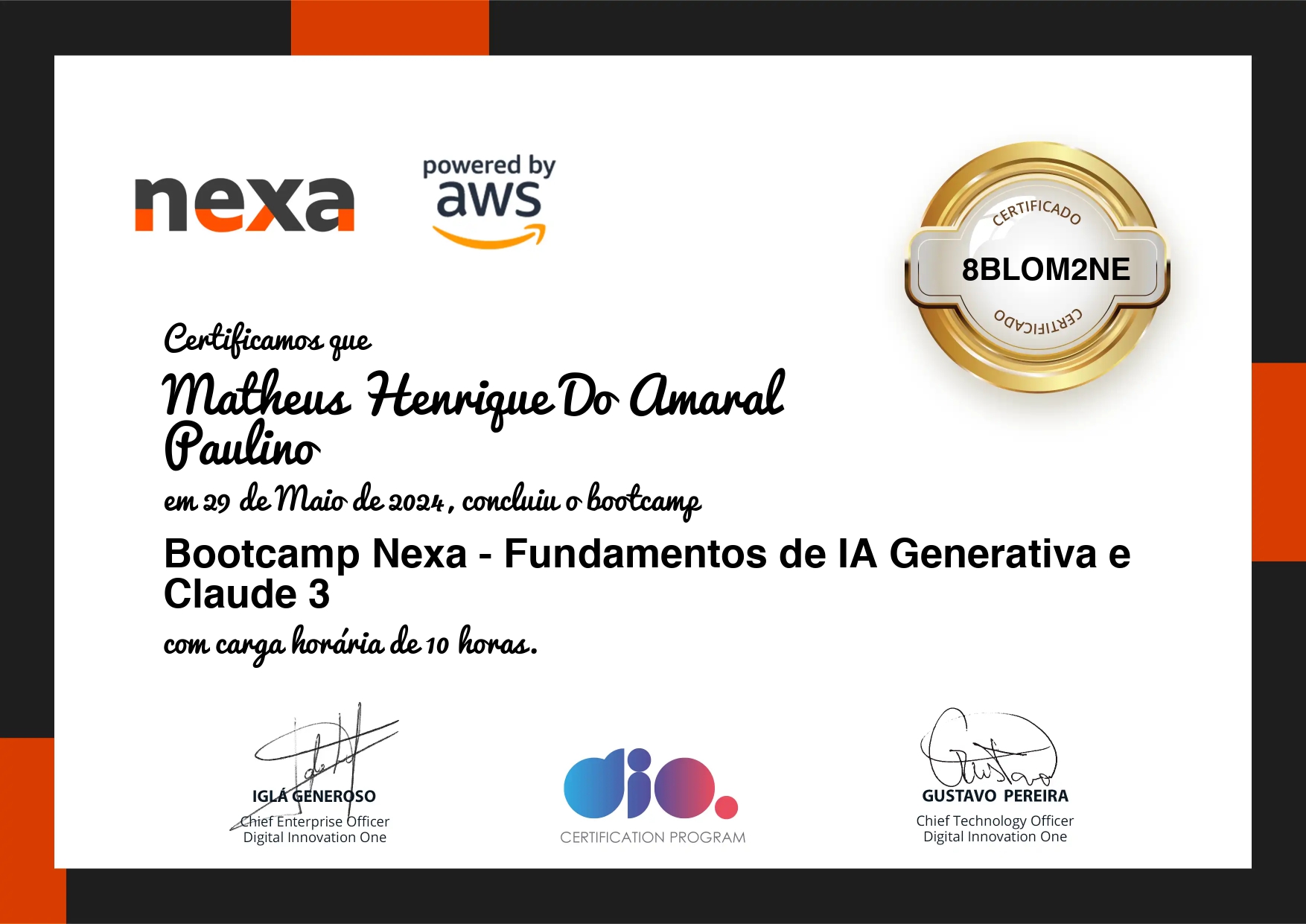 certificado Fundamentos de IA Generativa Dio