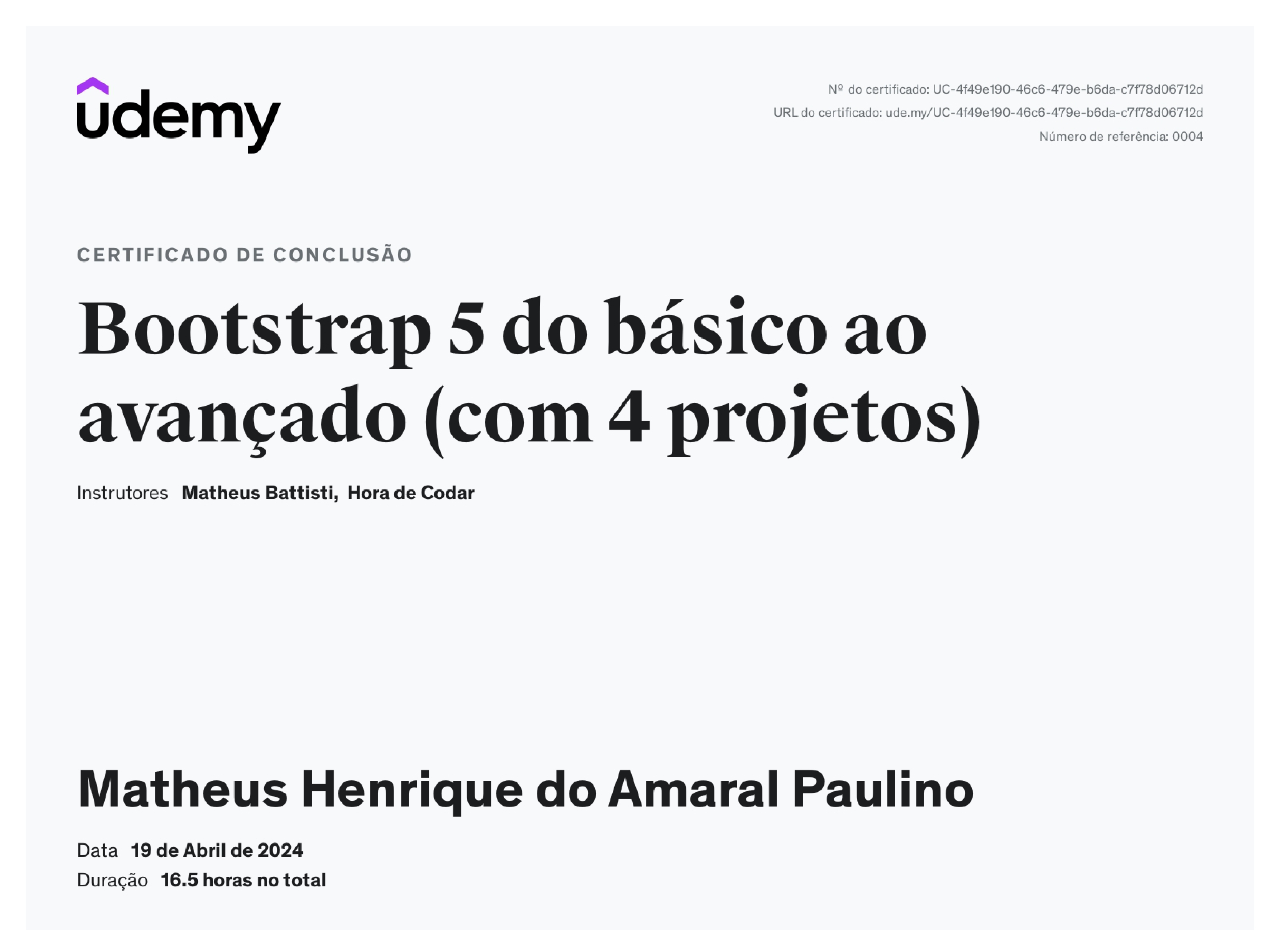 certificado Bootstrap Udemy